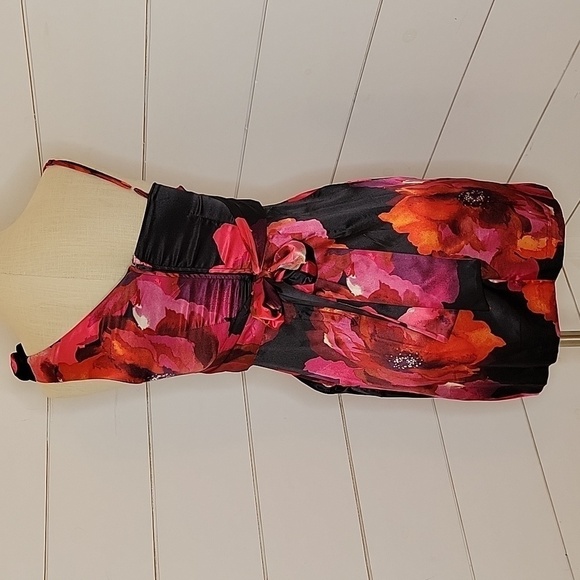SPEECHLESS size 3 black and red floral one shoulder mini dress - Picture 2 of 5
